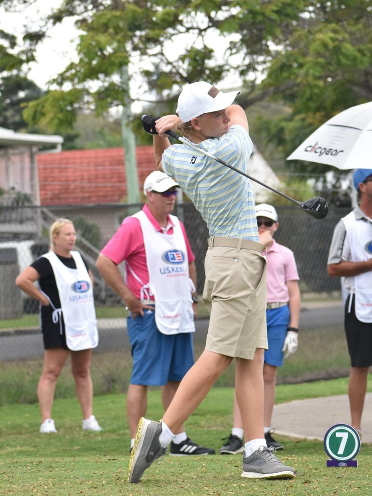 The Gold Coast's Kiedyn Heddle tees off at the US Kids Golf Foundation Australian Open at the Rockhampton Golf Club on September 28.