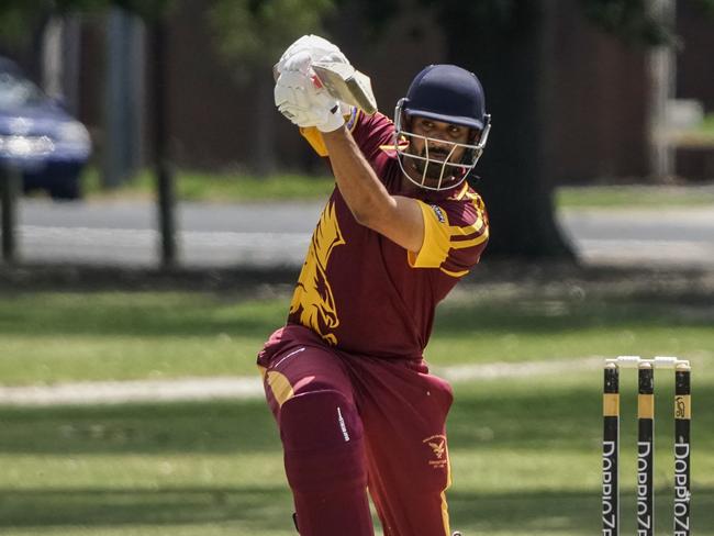 Dandenong District CA: Buckley Ridges v Hallam Kalora Park. Udara Hettige  batting for Hallam Kalora Park   Picture: Valeriu Campan