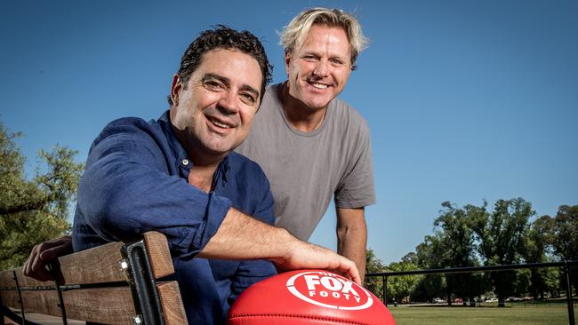 Garry Lyon and Dermott Brereton. Picture: Jake Nowakowski.