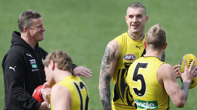 Dustin Martin and Damien Hardwick. (Photo by Michael Dodge/Getty Images)