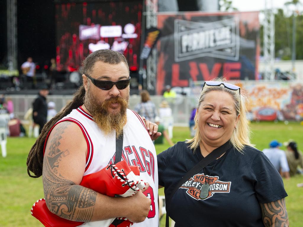 Christopher "Dredds" Danns and Lisa Warren at Meatstock at Toowoomba Showgrounds, Saturday, April 9, 2022. Picture: Kevin Farmer