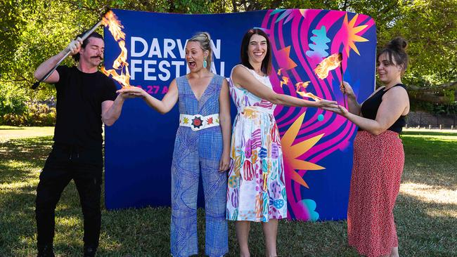 Thomas Robinson, Amy Hetherington, Kate Fell and Kacie Austin as the Darwin Festival reveals 2023 Program, Picture: Pema Tamang Pakhrin