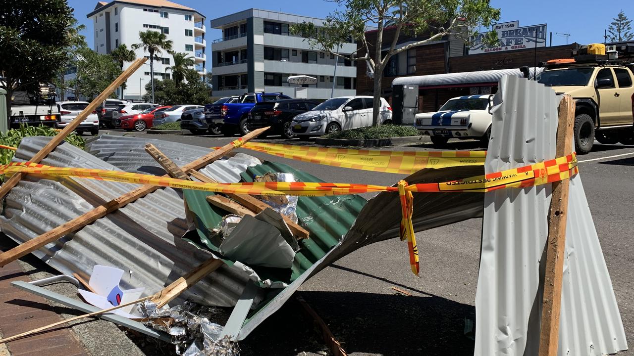 Storm debris on the road in the Port Macquarie CBD on Saturday morning. Picture: Janine Watson