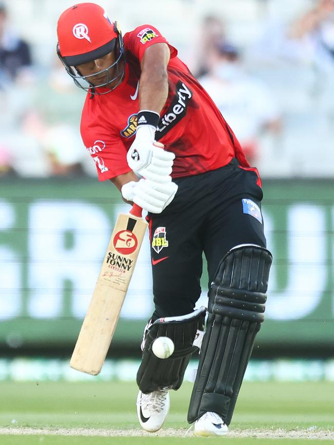 Unmukt Chand in action for the Melbourne Renegades.