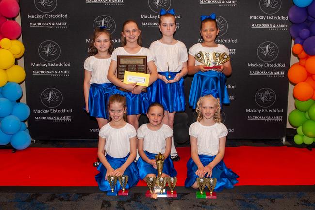 Back row: Lana Barnard, Ava Brand, Sofia Dalglish, Arianna TanashaFront row: Nylah Watson, Shelby Smith, Emily Campman from International Dance Affair at Mackay Eisteddfod 2022Picture: Michaela Harlow