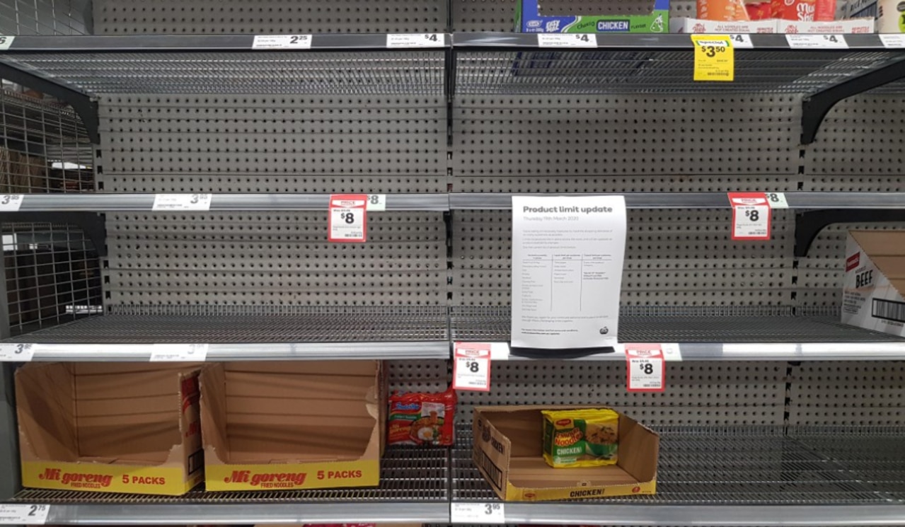 Panic buying has emptied shelves across Australia.