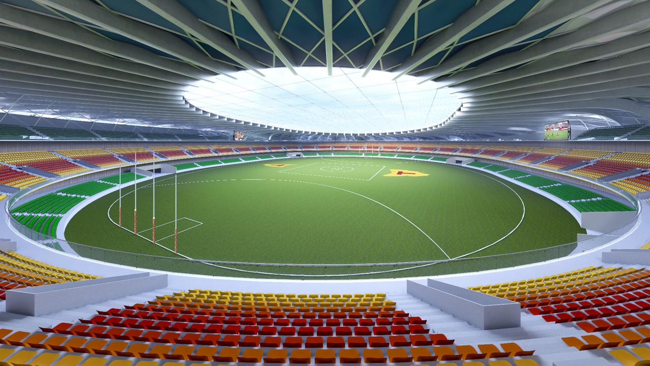 Hobart stadium interior view without crowd. Proposed Macquarie Point stadium by SolutionsWon Group Picture: SolutionsWon Group