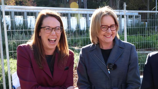 Victorian Treasurer Jaclyn Symes and Premier Jacinta Allan. Picture: NewsWire / David Crosling