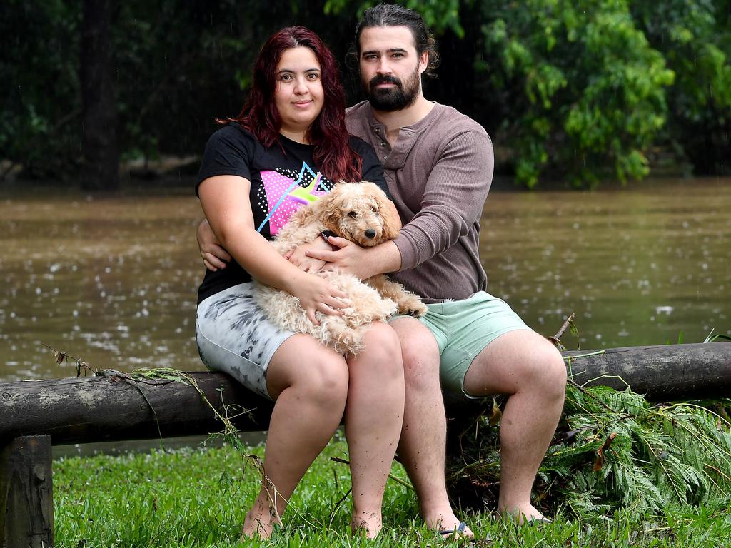 Daniela Vargas and Alex Sturdee with their dog Papita. Picture: John Gass