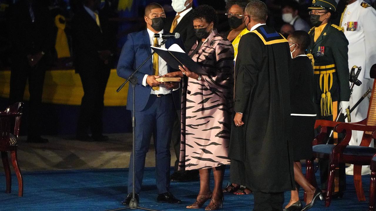 Dame Sandra Mason is sworn in as the president of Barbados on November 30, 2021, after the people of her country agreed in a referendum to change from a constitutional monarchy to a republic. Picture: Getty Images