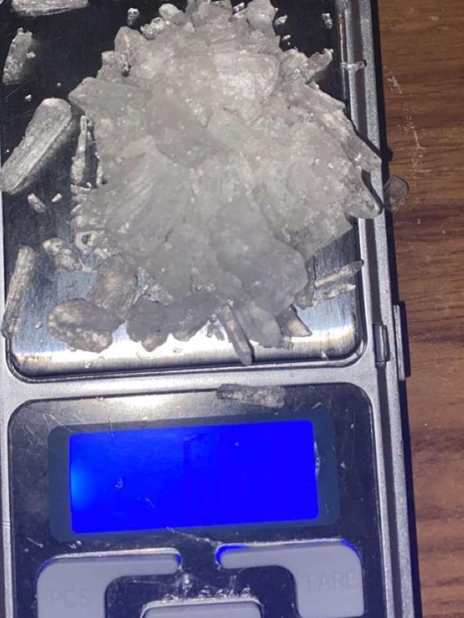 An image of drugs on scales sent to young teens via Wickr.