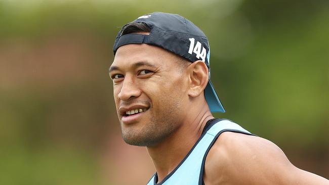 Israel Folau during a Waratahs Super Rugby training session in May. Picture: Getty