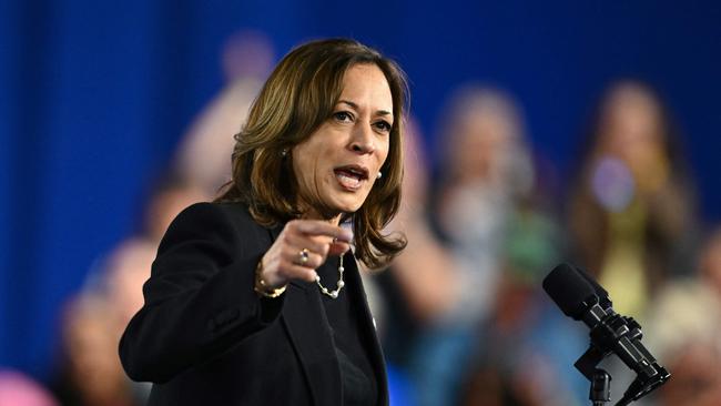 US Vice President and Democratic presidential candidate Kamala Harris speaks during a Get Out the Vote rally in Harrisburg, Pennsylvania on October 30. Picture: Angela Weiss/AFP