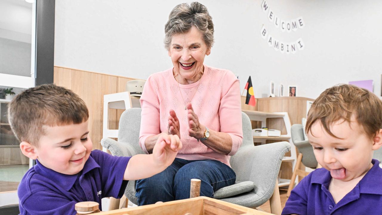 Merika Richards at ECH Encore Apartments at Modbury, co-located with Montessori early learning centre, which is built as an intergenerational village. Picture: Brenton Edwards