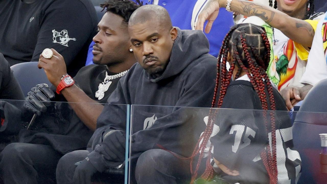 Antonio Brown, Kanye West and North West attend Super Bowl LVI on February 13. Picture: Steph Chambers/Getty Images