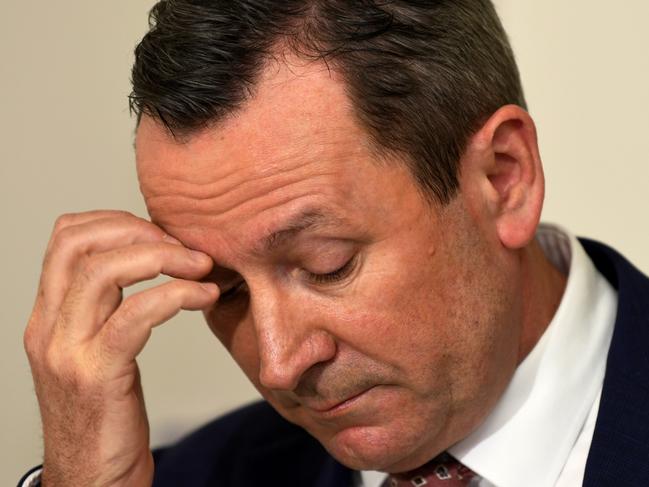 PERTH , AUSTRALIA - NewsWire Photos NOVEMBER 3, 2021. An emotional Premier Mark McGowan reacts to the news of Cleo Smith safe rescue. Picture: NCA NewsWire /  Sharon Smith