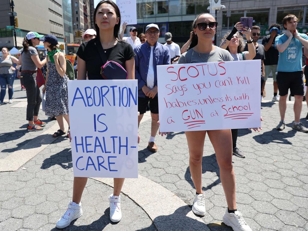 People gather in Union Square, New York City, to protest against the recent Supreme Court ruling overturning Roe v. Wade. Picture: Spencer Platt/Getty Images/AFP