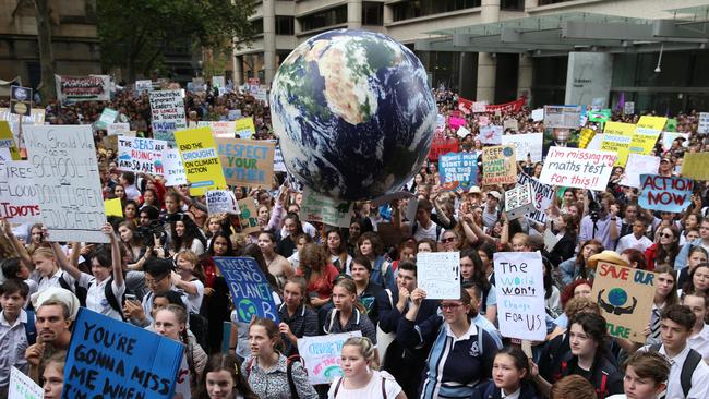 A huge student rally at Town Hall in March pressuring politicians to act over climate change.