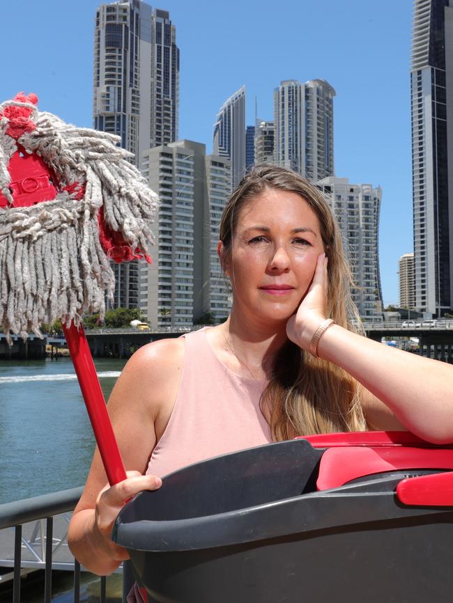 Melinda Enriquez takes care of 32 AIRBNBs on the Gold Coast and is struggling to get cleaners. Picture: Glenn Hampson.