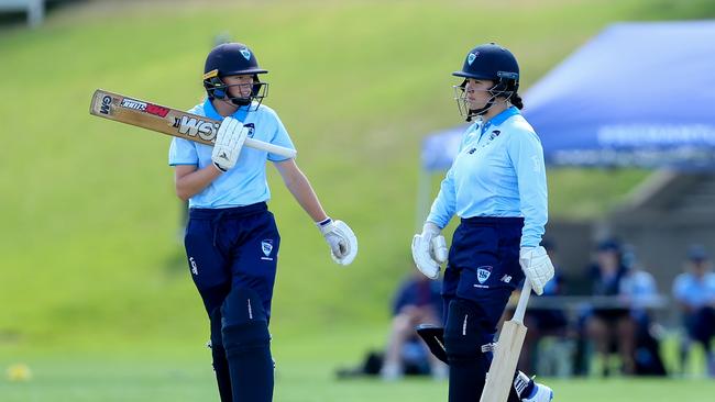 Sophie Parsons (left) and Kate McTaggart (right) guided NSW Country to a thrilling final-over victory. Picture: David Woodley, Cricket Australia