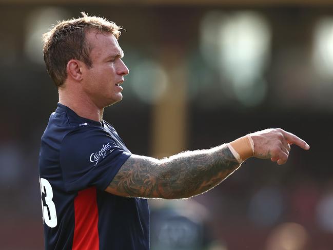 SYDNEY, AUSTRALIA - MARCH 13:  Jake Friend of the Roosters looks on during warm up ahead of the round one NRL match between the Sydney Roosters and the Manly Sea Eagles at the Sydney Cricket Ground, on March 13, 2021, in Sydney, Australia. (Photo by Cameron Spencer/Getty Images)