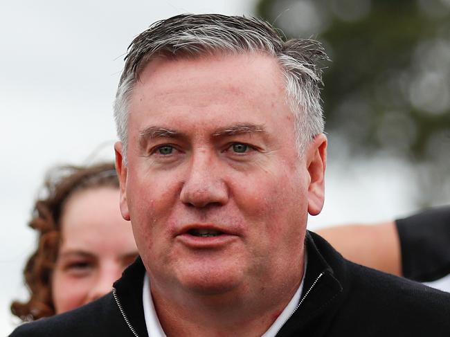 MELBOURNE, AUSTRALIA - MARCH 08: Eddie McGuire, President of the Collingwood FC is seen during the 2020 AFLW Round 05 match between the Collingwood Magpies and the Western Bulldogs at Morwell Recreation Reserve on March 08, 2020 in Melbourne, Australia. (Photo by Dylan Burns/AFL Photos via Getty Images)