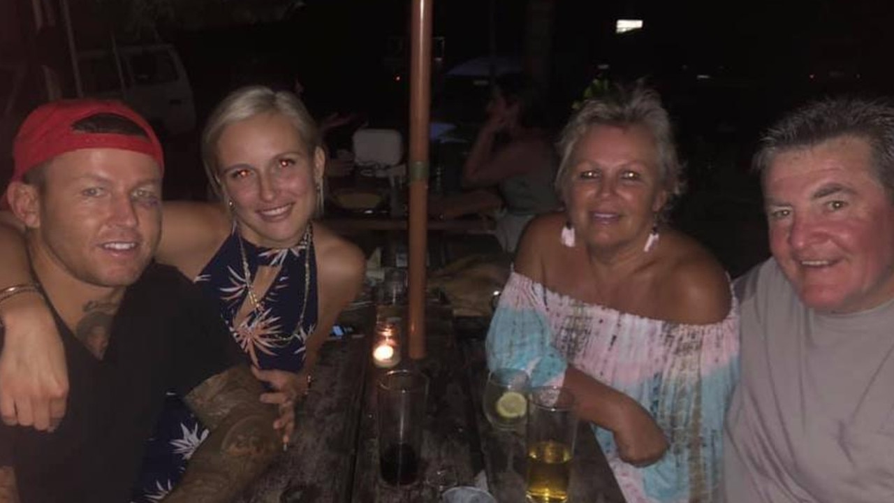 Todd Carney and Susie Bradley with Todd’s mother Leanne at Byron Bay. Photo: Facebook