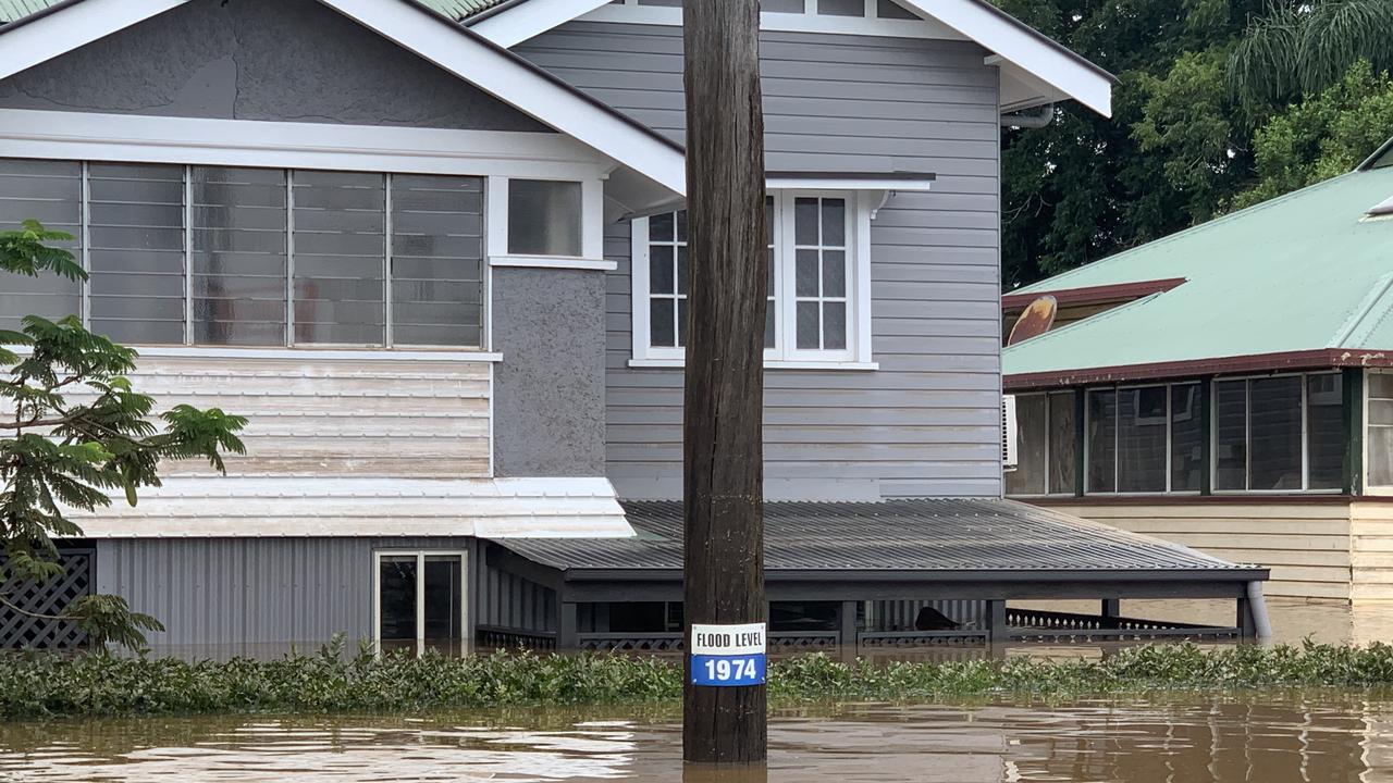 Flood water recedes below the 1974 level on March 1, 2022 – a day after Lismore was hit by a record flood. Picture: Stuart Cumming