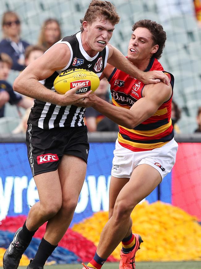 And in the SANFL against the Crows. Picture: Sarah Reed