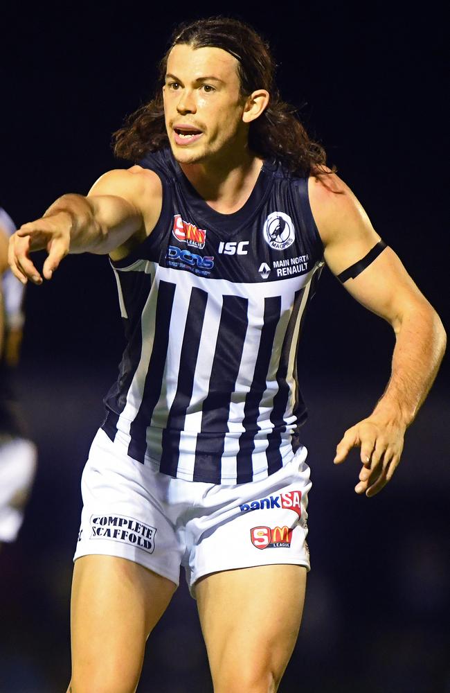 Port Adelaide’s Jasper Pittard barks instructions against Glenelg. Picture: Tom Huntley