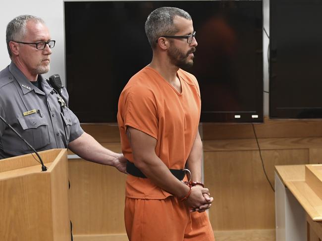 Christopher Watts in a courtroom hearing in 2018. Picture: RJ Sangosti – Pool/Getty Images