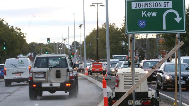 The P-Turn at Johnson St off Hoddle St is proving effective in improving traffic flow. Picture: David Crosling