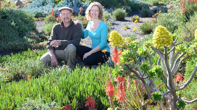 Michele and Attila Kapitany in their garden at their property at The Lough Crt in Narre Warren North. Picture: Lawrence Pinder