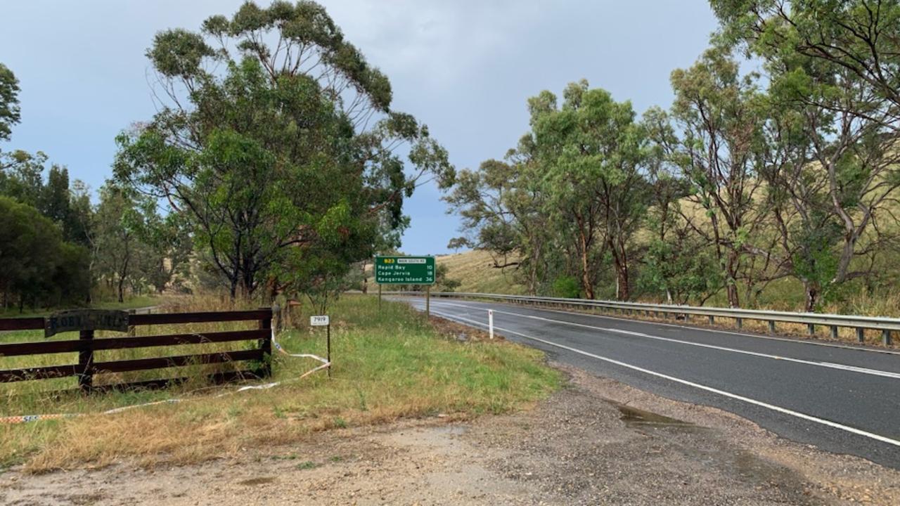 The stretch of Main South Rd where the ute rolled has been lashed by strong winds and rain for the past 24 hours. Picture: Tara Miko