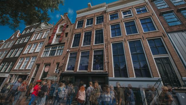 Summer queues outside Anne Frank House and museum.