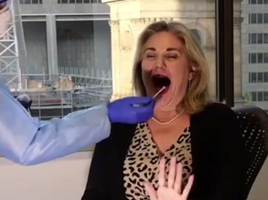 Senator Hollie Hughes, who was filmed by a staffer taking the test administered by Laverty Pathology, said in the video she was suffering from a cold and the sniffles. ,