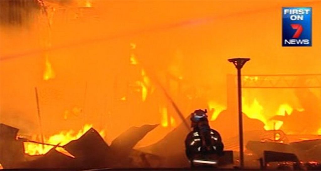 The Imperial Hotel is flames. Photo 7 News. Picture: 7 News