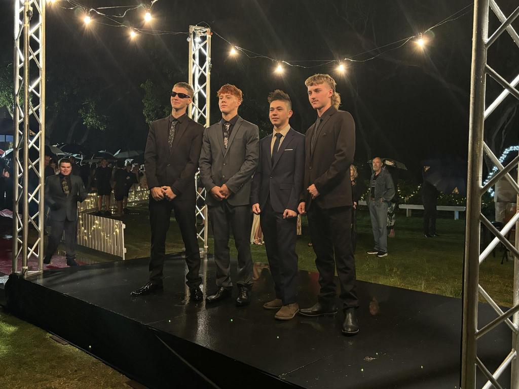 Jett Upton, Jake Ryall, Leon Trimachi and Jamie Nesbitt arrive at the formal.