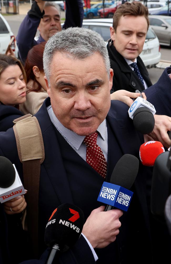 Chris O'Brien, the lawyer for Brett Andrew Button outside Cessnock Local Court. Picture: NCA NewsWire/Damian Shaw