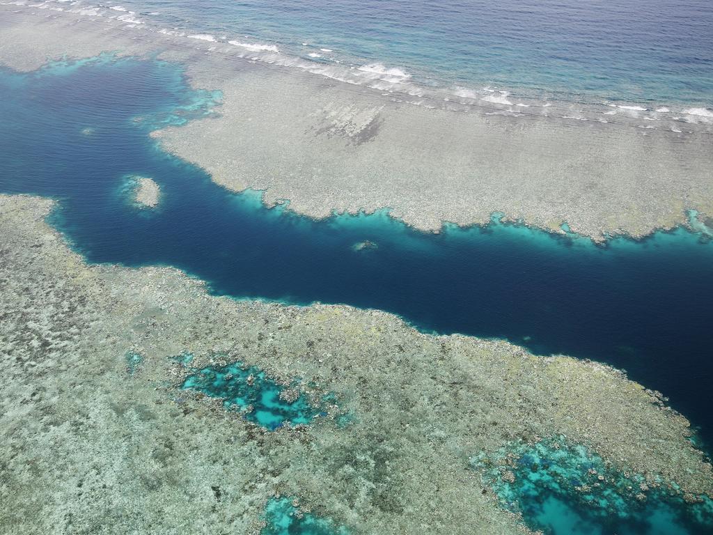 General, generic stock photo of coral bleaching on the Great Barrier Reef off the Far North Queensland coast. The photo was taken on March 20 from an Australian Maritime Safety Authority (AMSA) Domier 328 plane, commissioned by the Great Barrier Reef Marine Park Authority (GBRMPA) to survey the impact of coral bleaching on the northern Great Barrier Reef. PICTURE: BRENDAN RADKE