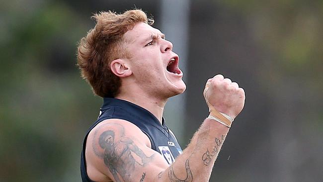 Jason Williams kicked three goals in Northern Blues’ win over Collingwood. Picture: Michael Klein.