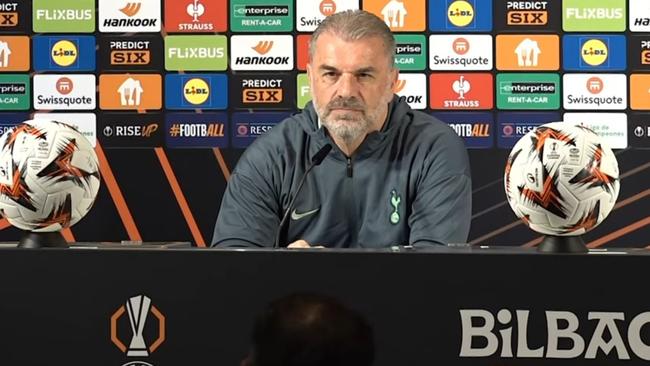 Ange was fired up during his press conference. Picture: YouTube