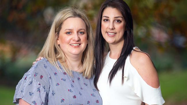 Danielle Snelling (right) and Eloise Baker-Hughes, who have both lost their mums, founded Motherless Daughters Australia charity. Picture: Sarah Matray 