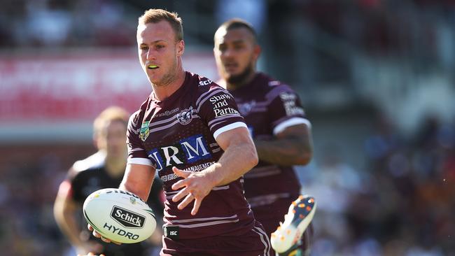 Daly Cherry-Evans makes a break for Manly against Parramatta. Picture: Phil Hillyard