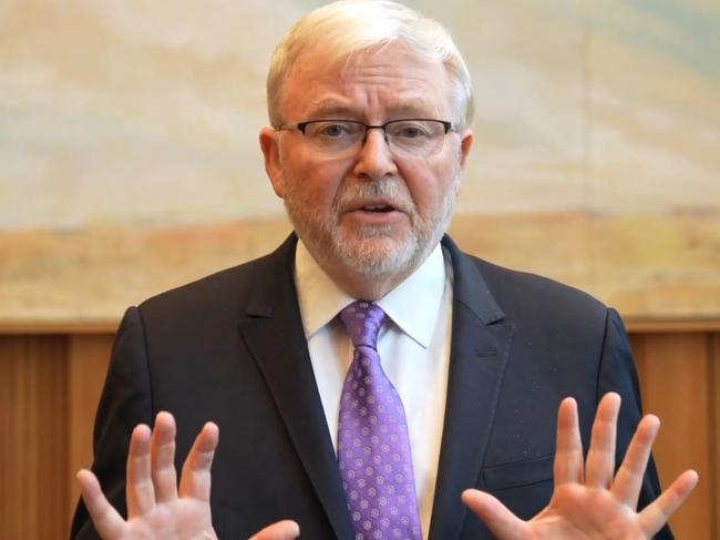 Kevin Rudd breaks his silence on the election of Trump at the United States Studies Centre at the University of Sydney.  VIDEO GRAB