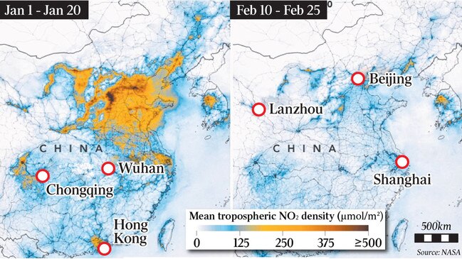 Airborne Nitrogen Dioxide Plummets Over China