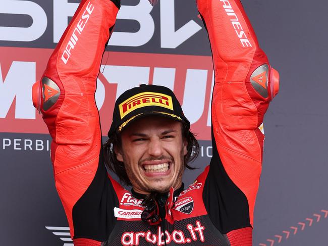 Nicolo Bulega during the warm up session for the World Superbikes in the World Superbikes Championship at Phillip Island. Picture: Getty Images