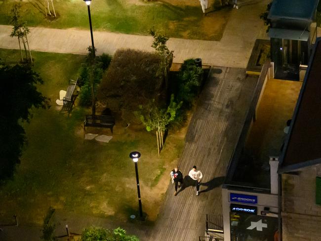 People run into Sarona Market as a barrage of rockets is fired from Gaza to Israel following a rally calling for the return of hostages. Picture: Getty