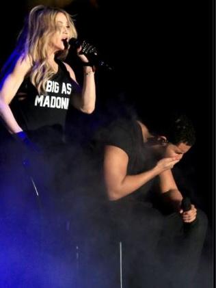 … as Drake taught Madonna live on stage at Coachella. Pictures: Christopher Polk/Getty Images for Coachella