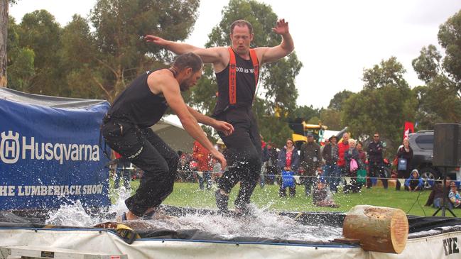 The lumberjack show at the 2014 South East Field Days at Lucindale.